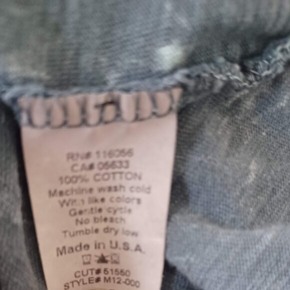 Jess & Jane L Made n USA Mineral Wash Tunic Top Blue Gray Floral Asian Y2K Retro - Picture 4 of 6